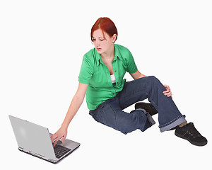 Image showing Teenage girl with laptop