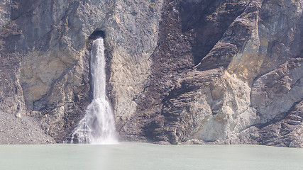 Image showing Waterfall at Lake Dix - Dam Grand Dixence - Switzerland