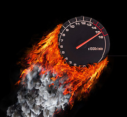 Image showing Concept of speed - Trail of fire and smoke 