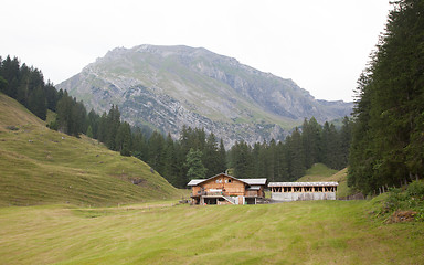 Image showing Typical farm in the Swiss alps