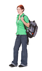 Image showing Redheaded girl backpacker