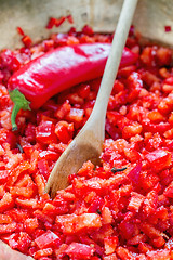 Image showing Preparation of pepper jam.