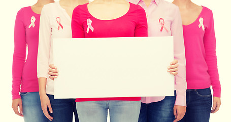 Image showing close up of women with cancer awareness ribbons