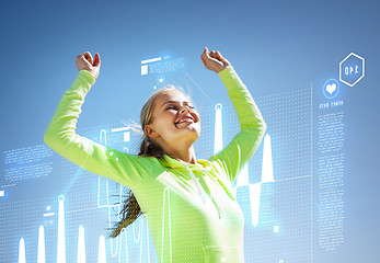 Image showing woman runner celebrating victory