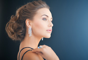 Image showing woman with diamond earrings