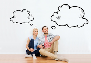 Image showing happy couple of man and woman moving to new home