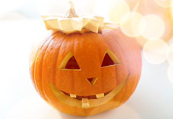 Image showing close up of pumpkins on table