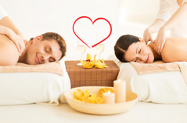 Image showing couple getting massage in spa salon