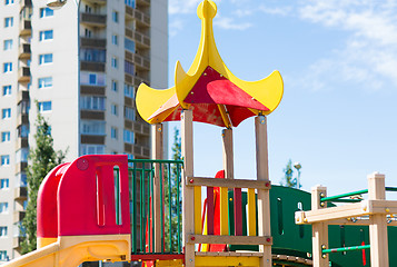 Image showing close up of climbing frame at children playground