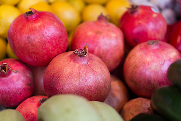 Image showing close up of pomegranate at street farmers market