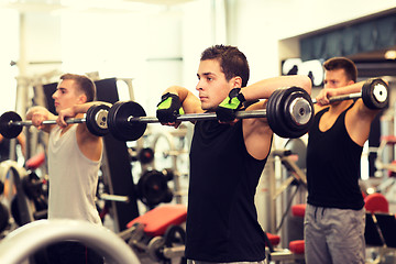 Image showing group of men with barbells in gym