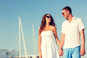 Image showing smiling couple in city