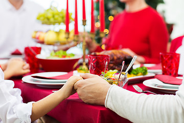 Image showing close up of family having christmas dinner at home