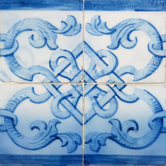 Image showing Traditional Portuguese glazed tiles