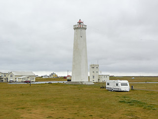 Image showing coastal scenery with lighthouse