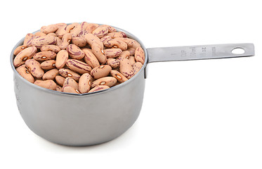 Image showing Borlotti beans in a measuring cup