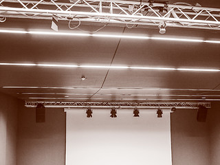 Image showing Retro look Stage lights and speakers