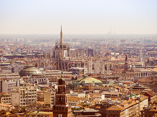 Image showing Retro look Milan aerial view