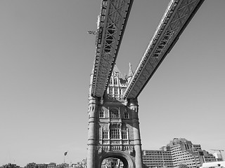 Image showing Black and white Tower Bridge in London