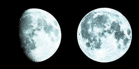 Image showing Gibbous and full moon