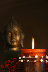 Image showing Zen candle and buddha statue