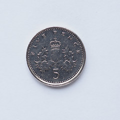 Image showing UK 5 pence coin