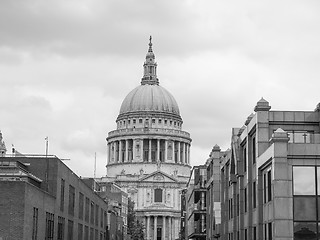 Image showing Black and white St Paul Cathedral in London