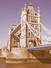 Image showing Retro looking Tower Bridge in London