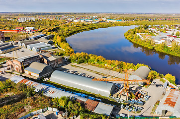 Image showing Transportation company on river bank. Tyumen. Russia