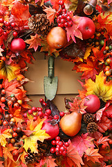 Image showing Festive autumn wreath