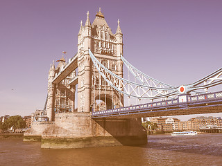 Image showing Retro looking Tower Bridge in London