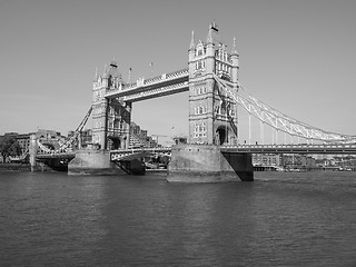 Image showing Black and white Tower Bridge in London