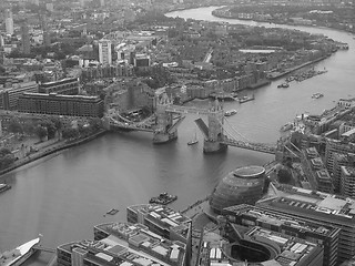 Image showing Black and white Aerial view of London