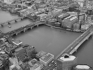 Image showing Black and white Aerial view of London