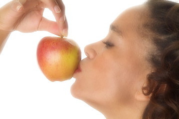 Image showing Kissing da apple