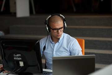 Image showing startup business, software developer working on computer