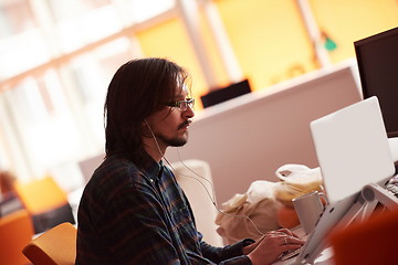 Image showing startup business, software developer working on computer