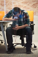 Image showing startup business, software developer working on computer