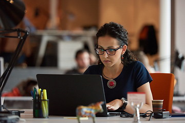 Image showing startup business, woman  working on laptop