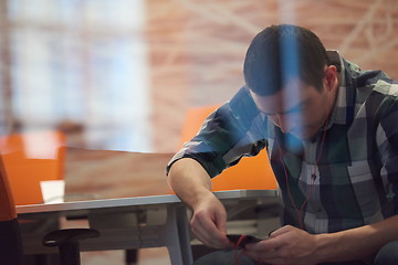 Image showing startup business, software developer working on computer