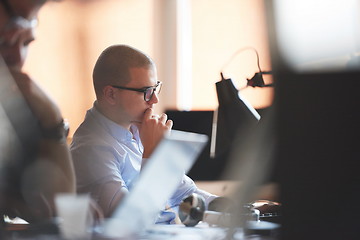 Image showing startup business, software developer working on computer