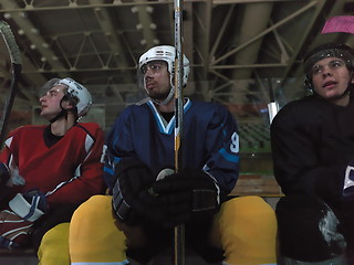 Image showing hockey players on bench