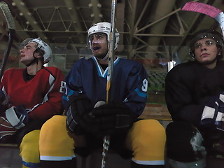 Image showing hockey players on bench