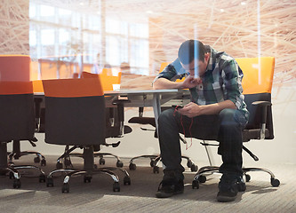 Image showing startup business, software developer working on computer