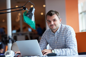 Image showing startup business, software developer working on computer