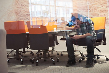 Image showing startup business, software developer working on computer