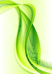 Image showing Bright green smooth abstract waves design