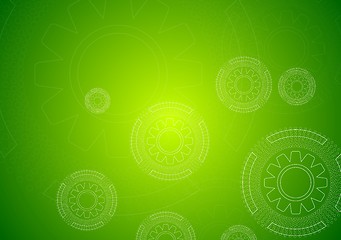 Image showing Bright green hi-tech background with gears