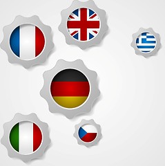 Image showing European flags and cogwheels mechanism