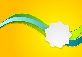 Image showing Colorful corporate wave background with blank label